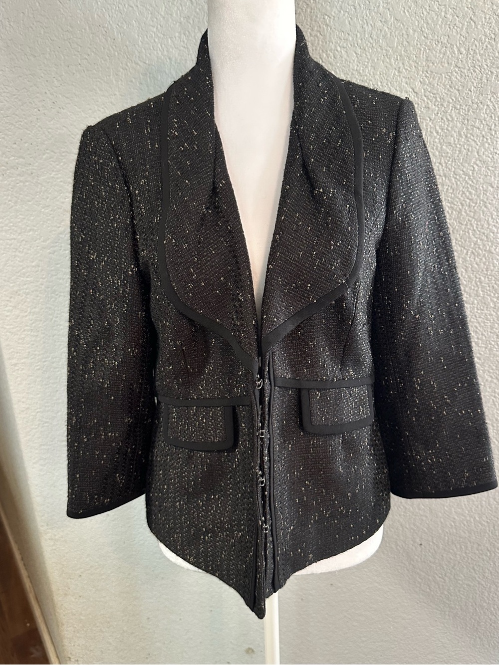 Classiques Entier Black Tweed Jacket with Tan Speckle